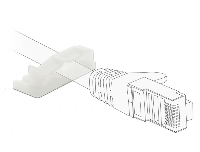 Delock Flachbandkabelhalter mit Verschlussclip selbstklebend schraubbar natur 10 Stück