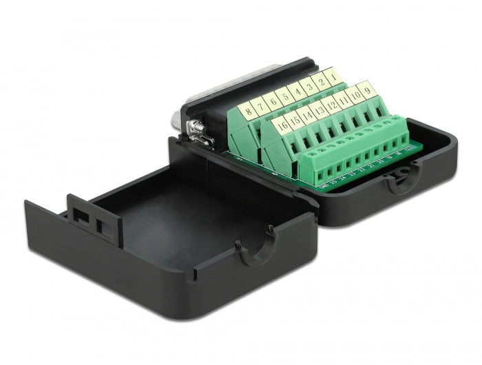Delock D-Sub25 Stecker zu Terminalblock Adapter mit Gehäuse