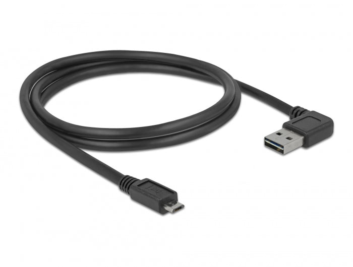 Delock Kabel EASY-USB 2.0 Typ-A Stecker gewinkelt links / rechts > USB 2.0 Typ Micro-B Stecker 1 m