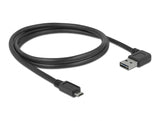 Delock Kabel EASY-USB 2.0 Typ-A Stecker gewinkelt links / rechts > USB 2.0 Typ Micro-B Stecker 1 m