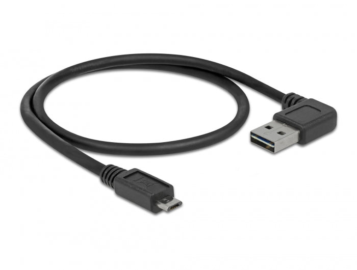 Delock Kabel EASY-USB 2.0 Typ-A Stecker gewinkelt links / rechts > USB 2.0 Typ Micro-B Stecker 0,5 m