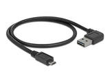 Delock Kabel EASY-USB 2.0 Typ-A Stecker gewinkelt links / rechts > USB 2.0 Typ Micro-B Stecker 0,5 m