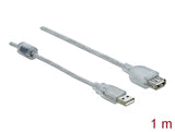 Delock Verlängerungskabel USB 2.0 Typ-A Stecker > USB 2.0 Typ-A Buchse 1 m transparent