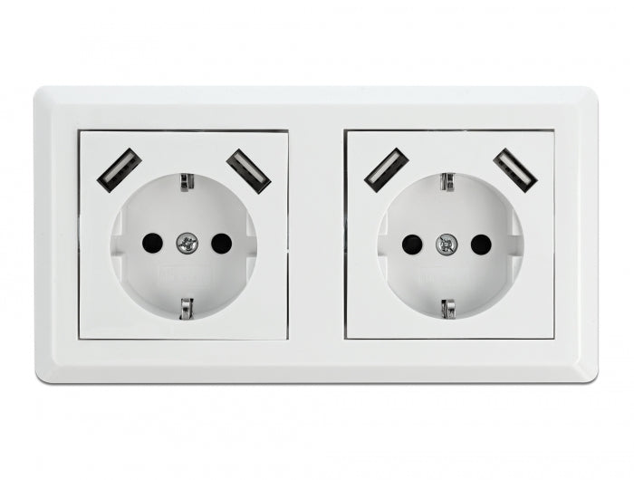 Delock 2-fach Einbausteckdose mit 4 x USB Typ-A Ladeport 2 x 2,8 A