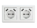 Delock 2-fach Einbausteckdose mit 4 x USB Typ-A Ladeport 2 x 2,8 A