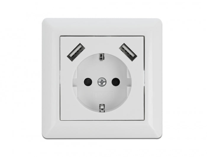 Delock Einbausteckdose mit 2 x USB Typ-A Ladeport 2,8 A