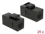 Delock Keystone Modul RJ45 Buchse > RJ45 Buchse Cat.6 UTP schwarz 25 Stück