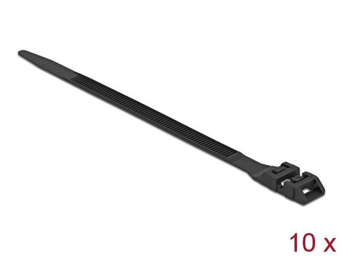 Delock Kabelbinder mit Doppelkopf L 190 x B 9 mm schwarz 10 Stück