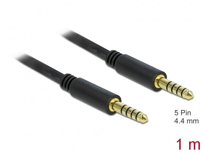 Delock Klinkenkabel 4,4 mm 5 Pin Stecker zu Stecker 1 m schwarz