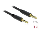 Delock Klinkenkabel 4,4 mm 5 Pin Stecker zu Stecker 1 m schwarz