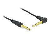 Delock Spiralkabel 6,35 mm 2 Pin Klinkenstecker zu Klinkenstecker Mono gewinkelt 2 m schwarz