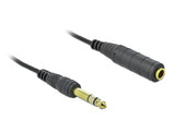 Delock Spiralkabel Verlängerung 6,35 mm 3 Pin Klinkenstecker zu Klinkenbuchse 2 m schwarz