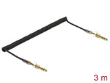 Delock Spiralkabel 3,5 mm 3 Pin Klinkenstecker zu Klinkenstecker mit Schraubadapter 3 m