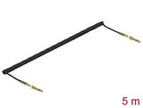 Delock Spiralkabel 3,5 mm 3 Pin Klinkenstecker zu Klinkenstecker mit Schraubadapter 5 m