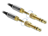 Delock Spiralkabel 3,5 mm 3 Pin Klinkenstecker zu Klinkenstecker mit Schraubadapter 5 m