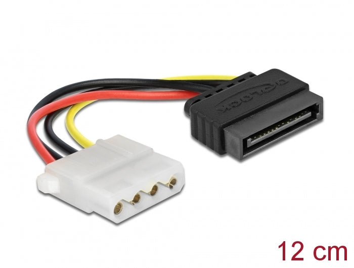 Delock Stromkabel SATA 15 Pin Stecker > 4 Pin Buchse 12 cm