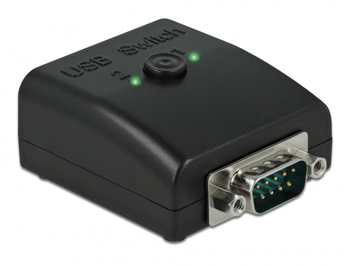 Delock RS-232 Umschalter und Verteiler 1 x Seriell DB9 zu 2 x USB 2.0 Typ-B bidirektional