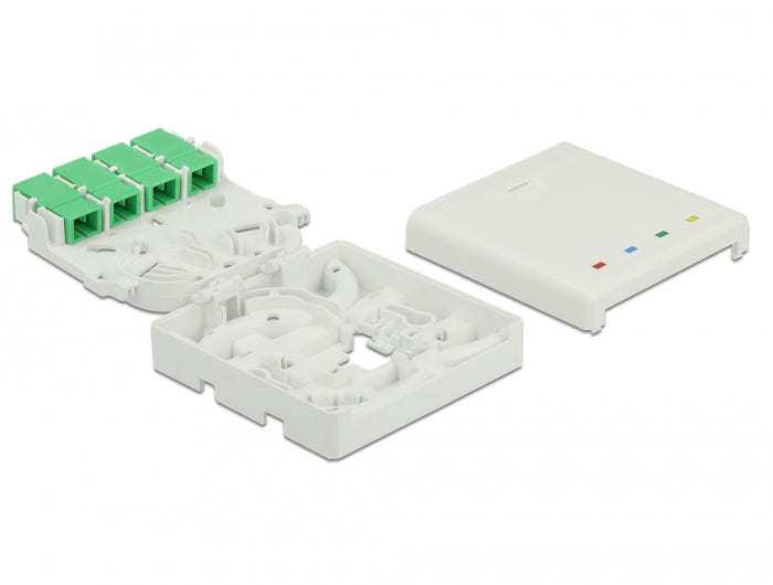 Delock LWL Anschlussdose für Hutschiene 4 x SC Simplex oder LC Duplex