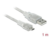 Delock Kabel USB 2.0 Typ-A Stecker > USB 2.0 Micro-B Stecker 1 m transparent