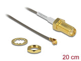 Delock Antennenkabel SMA Buchse zum Einbau zu I-PEX Inc., MHF® I Stecker 1.37 20 cm Gewindelänge 10 mm