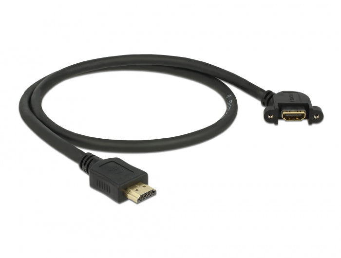 Delock Kabel HDMI-A Stecker > HDMI-A Buchse zum Einbau 110° gewinkelt 4K 30 Hz 0,5 m