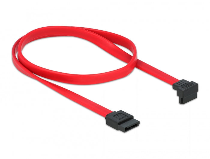 Delock SATA 3 Gb/s Kabel gerade auf unten gewinkelt 50 cm rot