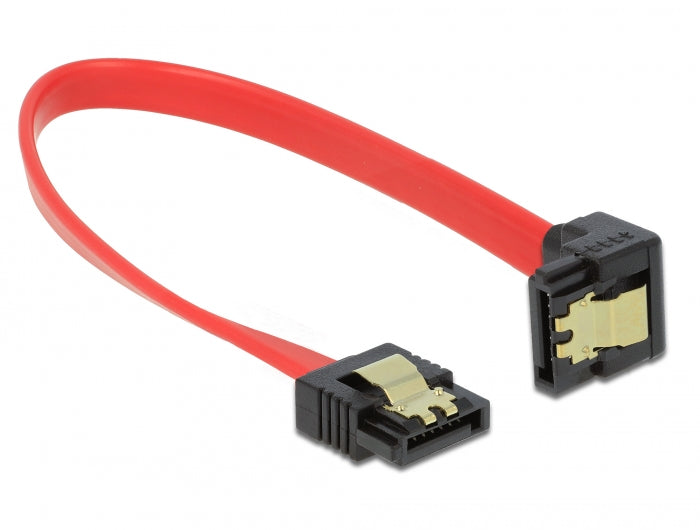 Delock SATA 6 Gb/s Kabel gerade auf unten gewinkelt 20 cm rot