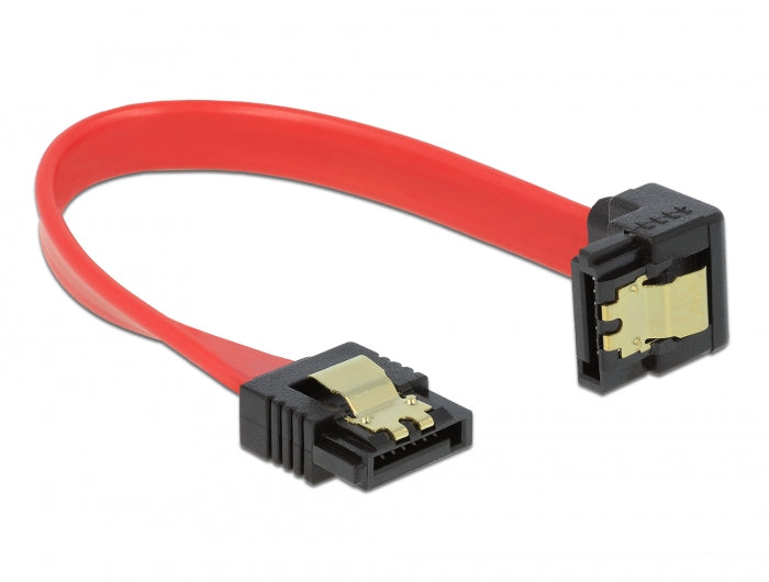 Delock SATA 6 Gb/s Kabel gerade auf unten gewinkelt 10 cm rot