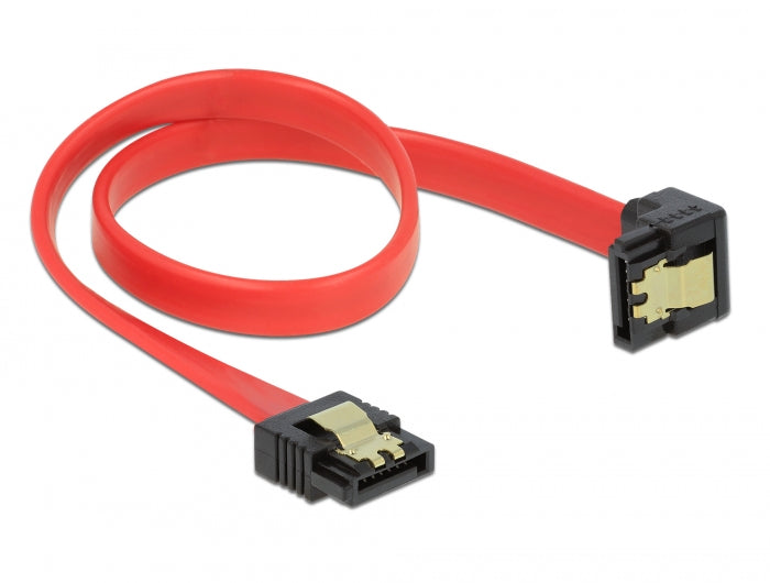 Delock SATA 6 Gb/s Kabel gerade auf unten gewinkelt 30 cm rot