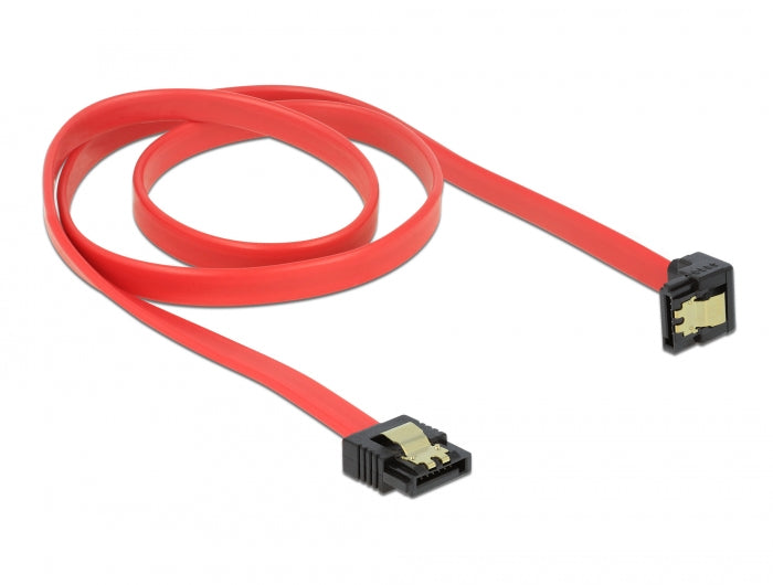 Delock SATA 6 Gb/s Kabel gerade auf unten gewinkelt 70 cm rot