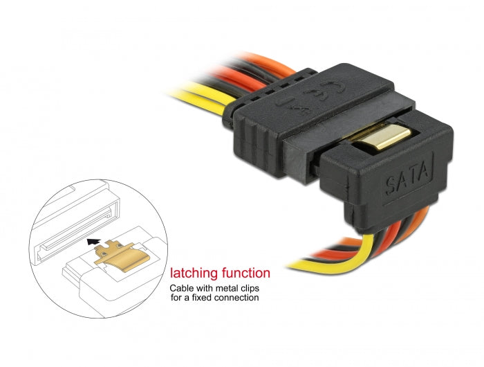 Delock Kabel SATA 15 Pin Strom Stecker mit Einrastfunktion > 2 x SATA 15 Pin Strom Buchse 30 cm