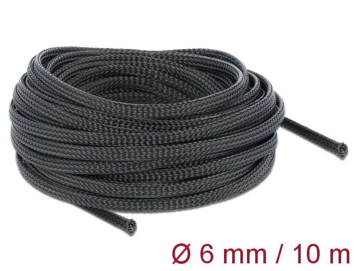 Delock Geflechtschlauch dehnbar 10 m x 6 mm schwarz