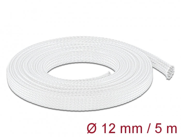 Delock Geflechtschlauch dehnbar 5 m x 12 mm weiß