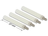 Delock Abstandshalter M4 x M4, Sechskant, Innen / Außen, 57 mm natur 4 Stück