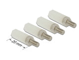 Delock Abstandshalter M4 x M4, Sechskant, Innen / Außen, 20 mm natur 4 Stück