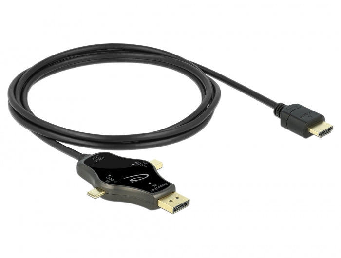 Delock 3 in 1 Monitorkabel mit USB-C™ / DisplayPort / mini DisplayPort Eingang auf HDMI Ausgang mit 4K 60 Hz