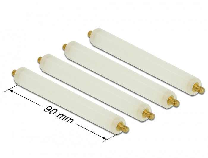 Delock Abstandshalter M4 x M4, Sechskant, Außen / Außen, 90 mm natur 4 Stück