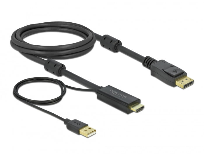 Delock HDMI zu DisplayPort Kabel 4K 30 Hz 2 m