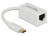 Delock USB Type-C™ Netzwerk Adapter Gigabit LAN 1 x RJ45 kompakt weiß