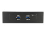 Delock Front Panel 3.5″ / 5.25″ 2 Port USB 5 Gbps mit interner 19 Pin USB 5 Gbps Pfostenbuchse