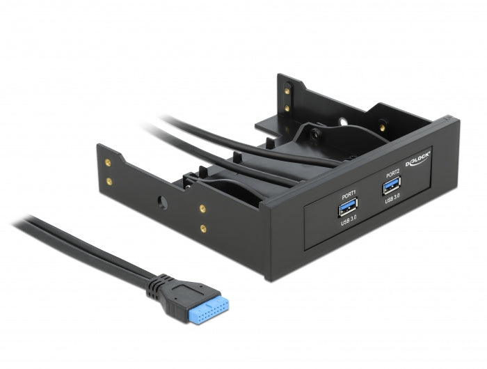 Delock Front Panel 3.5″ / 5.25″ 2 Port USB 5 Gbps mit interner 19 Pin USB 5 Gbps Pfostenbuchse
