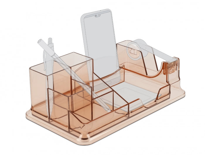 Delock Schreibtisch Organizer transparent / braun