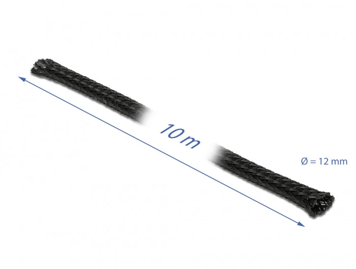 Delock Geflechtschlauch dehnbar 10 m x 12 mm schwarz