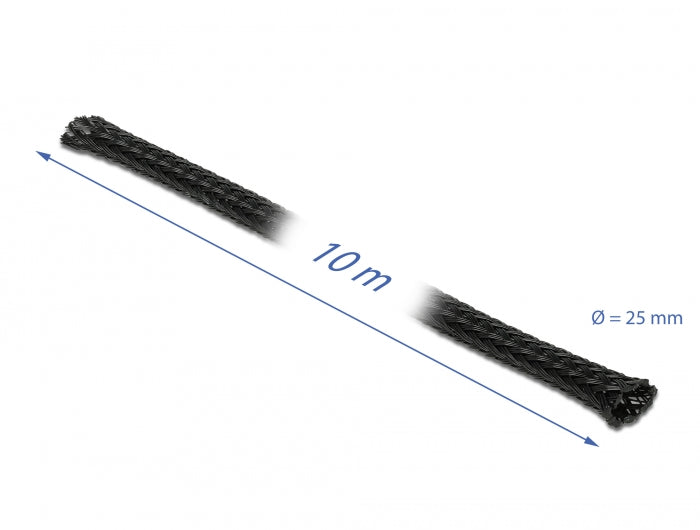Delock Geflechtschlauch dehnbar 10 m x 25 mm schwarz