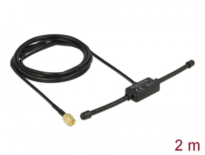 Delock ISM 433 MHz Antenne SMA Stecker 3 dBi omnidirektional starr schwarz Klebemontage