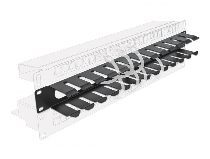 Delock 19″ Kabelmanagement Rangierpanel mit 2 Öffnungen 1 HE schwarz