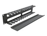 Delock 19″ Kabelmanagement Rangierpanel mit 4 Öffnungen 2 HE schwarz