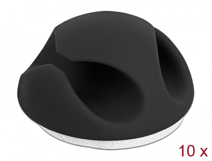 Delock Kabelhalter Mini mit 2 Durchführungen selbstklebend Set 10 Stück schwarz