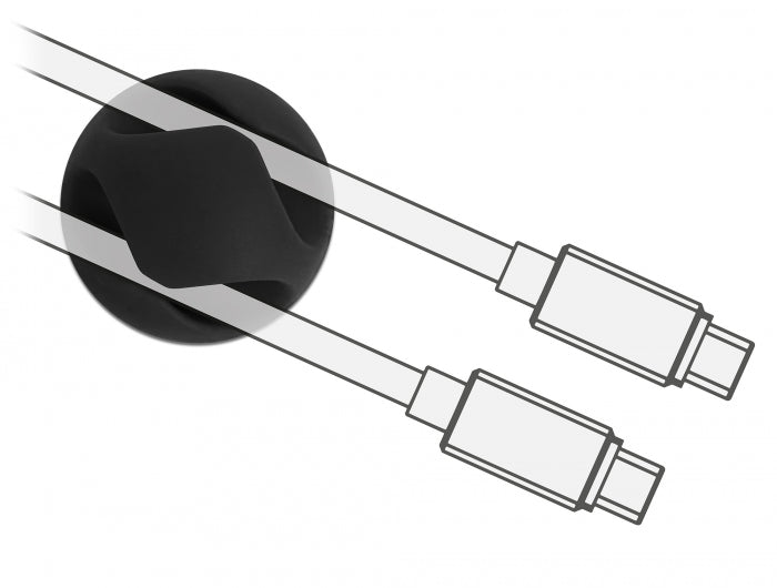 Delock Kabelhalter Mini mit 2 Durchführungen selbstklebend Set 10 Stück schwarz