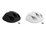 Delock Kabelhalter mit 3 Durchführungen selbstklebend Set 6 Stück schwarz / weiß